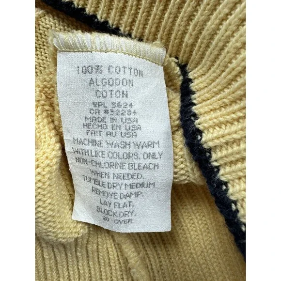 Pinnacle Embroidered Sweater Mens 2XL Yellow Golf Ribbed Cotton Knit Pullover - Picture 4 of 10